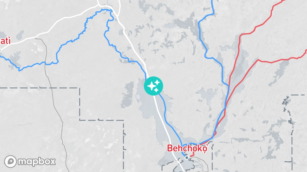 A satellite image of a barge stop, located on the shore of Marian Lake.